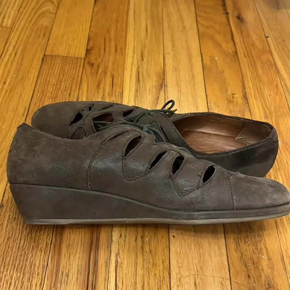 Women's Gentle Souls By Kenneth Cole Nye Leather Wedge Shoes Brown 9